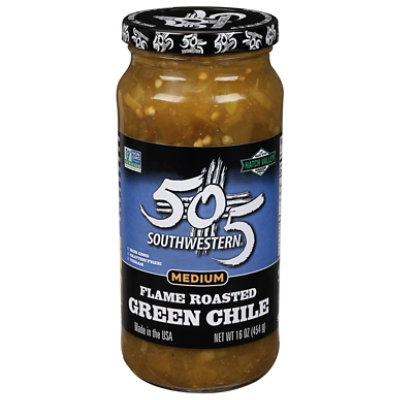 505 Southwestern Hatch Valley Green Chile Medium Flame Roasted Jar - 16 Oz