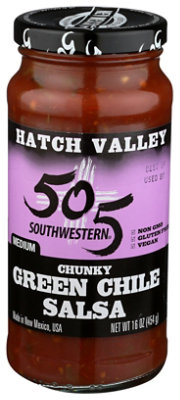  505 Southwestern Hatch Valley Salsa Green Chile Chunky Medium Jar - 16 Oz 