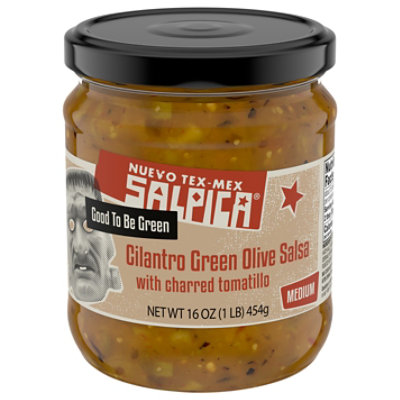 Salpica Salsa Cilantro Green Olive With Charred Tomatillo Medium Jar - 16 Oz