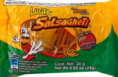 Lucas Salsagheti Candy Strip Mango Hot And Tamarind Flavor Wrapper - 0.85 Oz - Image 2