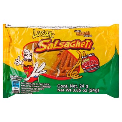 Lucas Salsagheti Candy Strip Mango Hot And Tamarind Flavor Wrapper - 0.85 Oz