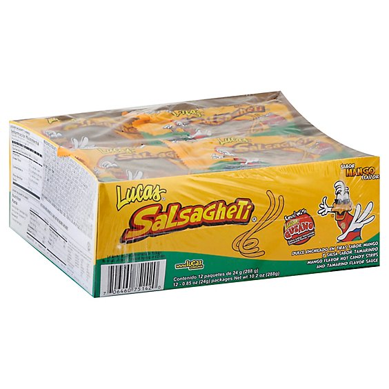 Lucas Gusano Salsagheti Candy Strips Hot Mango And Tamarind Sauce Box - 12-0.85 Oz