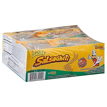Lucas Gusano Salsagheti Candy Strips Hot Mango And Tamarind Sauce Box - 12-0.85 Oz - Image 1