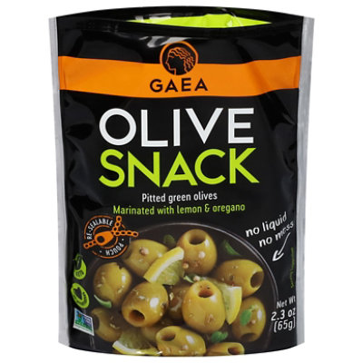 GAEA Olives Green Pitted Marinated with Lemon & Oregano Snack - 2.3 Oz - Image 3