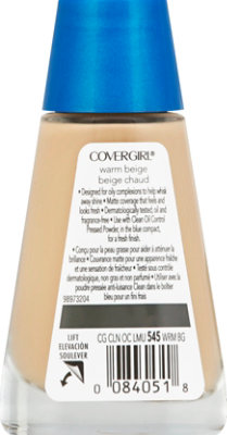 COVERGIRL Clean Liquid Foundation Oil Control Warm Beige 545 - 1 Fl. Oz. - Image 3