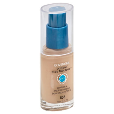 COVERGIRL Outlast Stay Fabulous Foundation + Sunscreen 3In1 SPF 20 Soft Honey 855 - 1 Fl. Oz.