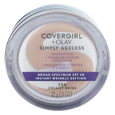COVERGIRL + Olay Simply Ageless Foundation + Sunscreen SPF 22 Creamy Beige 250 - 0.4 oz