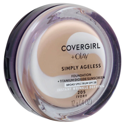 COVERGIRL + Olay Simply Ageless Foundation + Sunscreen SPF 22 Ivory 205 - 0.4 Oz - Image 1