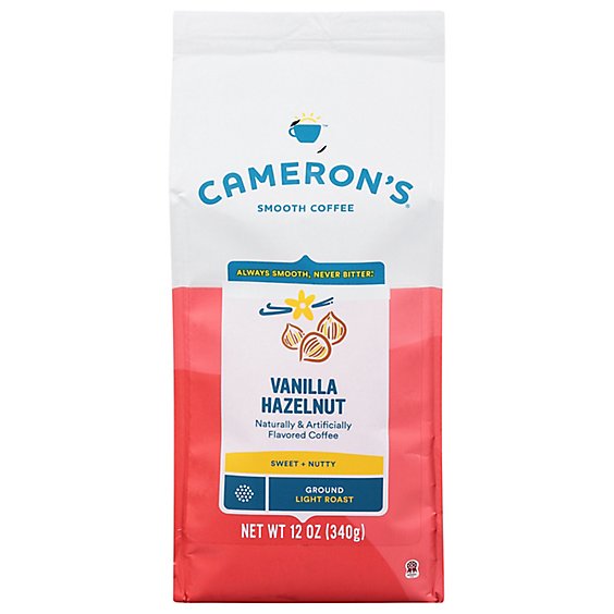 Camerons Coffee Coffee Handcrafted Ground Beans Vanilla Hazelnut - 12 Oz
