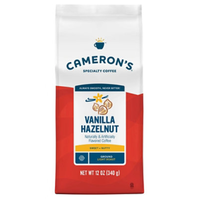Camerons Coffee Coffee Handcrafted Ground Beans Vanilla Hazelnut - 12 Oz