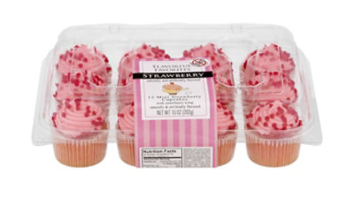 Cupcake Mini Strawberry 12 Count - 10 Oz