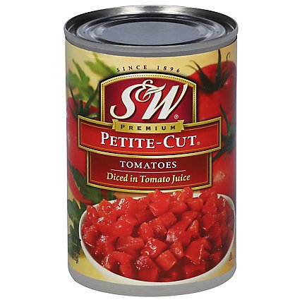 S&W Tomatoes Diced Premium Petite-Cut in Rich Juice - 14.5 Oz - Image 1