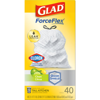 Glad ForceFlex Dual Defense Large Drawstring Trash Bags, 33 Gallon