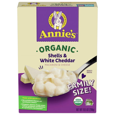 Annies Homegrown Organic Macaroni & Cheese Shells & White Cheddar Family Size - 10.5 Oz - Image 1