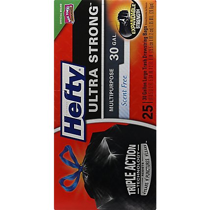 Hefty Trash Bags Drawstring Ultra Strong Multipurpose 30 Gallon Scent Free - 25 Count - Image 4