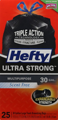 Hefty Trash Bags Drawstring Ultra Strong Multipurpose 30 Gallon Scent Free - 25 Count - Image 2