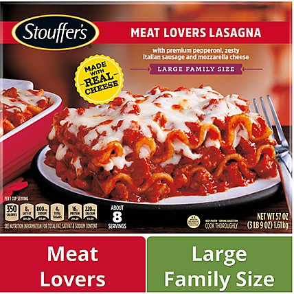 Stouffer's Large Family Size Meat Lovers Lasagna Frozen Meal - 57 Oz - Image 1