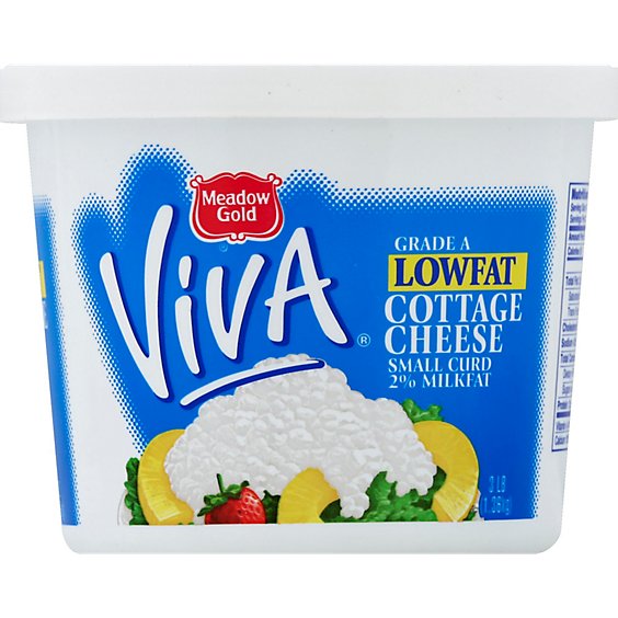 Meadow Gold Viva 2% Lowfat Small Curd Cottage Cheese Plastic Tub - 3 Lb