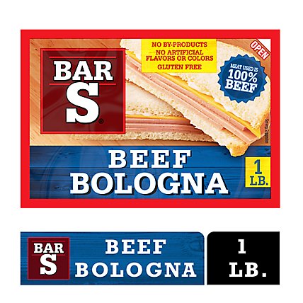 Bar-S Beef Bologna Sliced Deli-Style Lunch Meat 14 Count - 1 Lb - Image 1