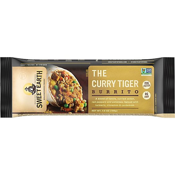 Sweet Earth The Curry Tiger Plant Based Frozen Meatless Vegan Burrito - 5.5 Oz