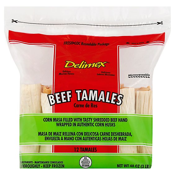 Delimex Tamales Beef 12 Count - 3 Lb