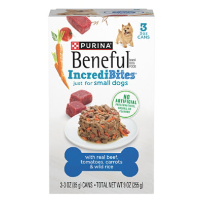 Beneful Dog Food Wet Incredibites Beef Tomatoes Carrots & Wild Rice - 3-3 Oz