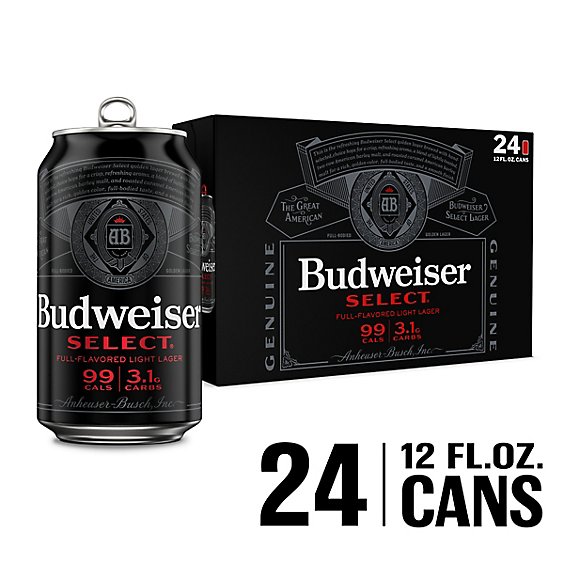 Budweiser Select Light Beer Cans - 24-12 Fl. Oz.