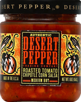 Desert Pepper Salsa Roasted Tomato Chipotle Corn Medium Hot Jar - 16 Oz - Image 2