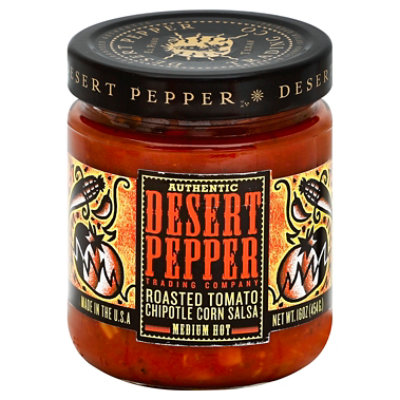 Desert Pepper Salsa Roasted Tomato Chipotle Corn Medium Hot Jar - 16 Oz - Image 1