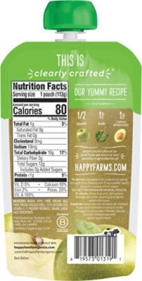 Happy Baby Organics Clearly Crafted Stage 2 Apples Kale And Avocados Pouch - 4 Oz - Image 6