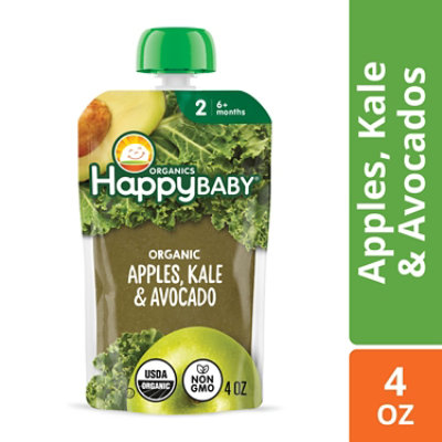 Happy Baby Organics Stage 2 Apples Kale & Avocados Pouch - 4 Oz - Image 1