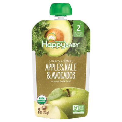 Happy Baby Organics Clearly Crafted Stage 2 Apples Kale And Avocados Pouch - 4 Oz