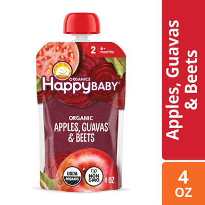 Happy Baby Organics Stage 2 Apples Guavas & Beets Pouch - 4 Oz - Image 1