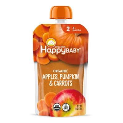 Happy Baby Organics Clearly Crafted Stage 2 Apples Pumpkin And Carrots Pouch - 4 Oz - Image 2