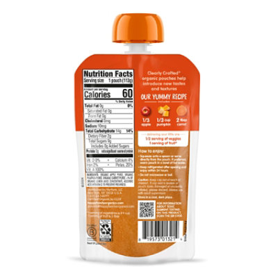 Happy Baby Organics Stage 2 Apples Pumpkin & Carrots Pouch - 4 Oz - Image 2