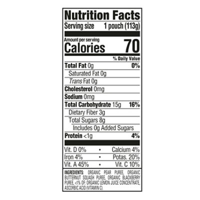 Happy Baby Organics Stage 2 Pears Squash & Blackberries Pouch - 4 Oz - Image 3