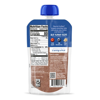 Happy Baby Organics Stage 2 Apples Blueberries & Oats Pouch - 4 Oz - Image 2