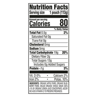 Happy Baby Organics Stage 2 Apples Blueberries & Oats Pouch - 4 Oz - Image 3
