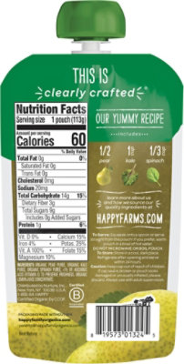 Happy Baby Organics Clearly Crafted Stage 2 Pears Kale And Spinach Pouch - 4Oz - Image 6