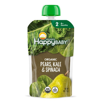 Happy Baby Organics Stage 2 Pears Kale & Spinach Pouch - 4 Oz - Image 1