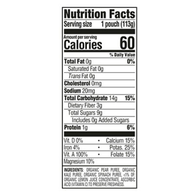 Happy Baby Organics Stage 2 Pears Kale & Spinach Pouch - 4 Oz - Image 3