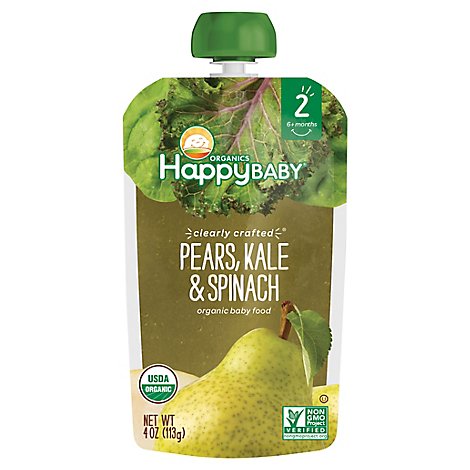 Happy Baby Organics Pears Kale & Spinach - 4 Oz