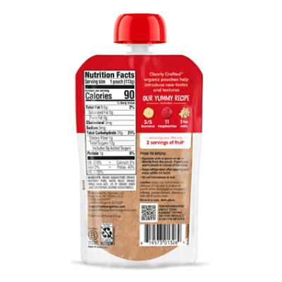Happy Baby Organics Stage 2 Bananas Raspberries & Oats Pouch - 4 Oz - Image 2