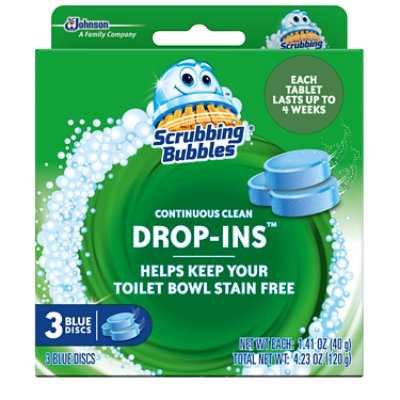 Scrubbing Bubbles Drop Ins Continuous Toilet Cleaning Blue Discs - 3 Count
