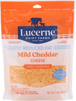 Lucerne Cheese Finely Shredded Cheddar Mild 2% Reduced Fat - 7 Oz - Vons