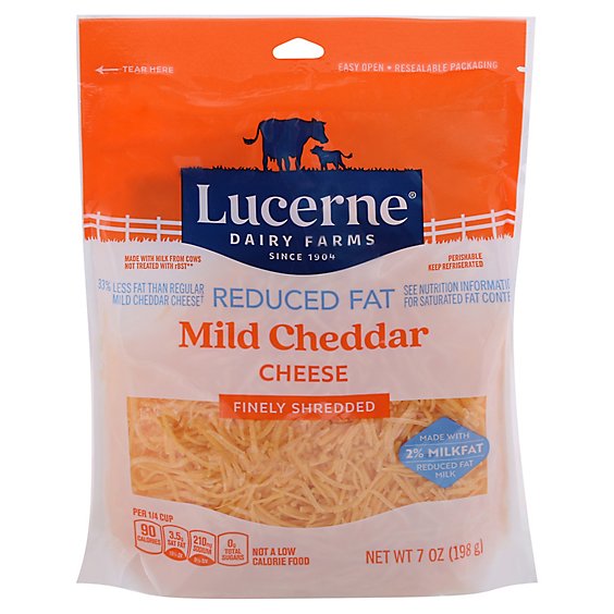 Lucerne Cheese Finely Shredded Cheddar Mild 2% Reduced Fat - 7 Oz