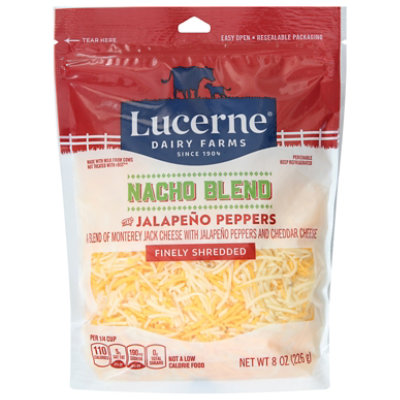 Lucerne Cheese Finely Shredded Mexican Style Nacho Blend with Jalapeno Peppers - 8 Oz