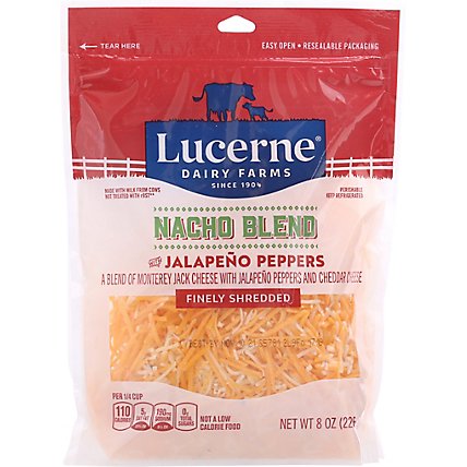 Lucerne Cheese Finely Shredded Mexican Style Nacho Blend with Jalapeno Peppers - 8 Oz - Image 2