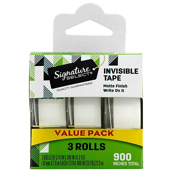 Signature SELECT Tape Invisible Matte Finish 0.75 Inch x 300 Inch - 3 Count