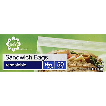 Signature SELECT/Home Bags Sandwich Resealable BPA Free - 50 Count - Image 2